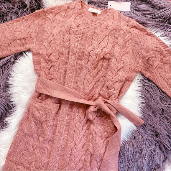 Rachel Parcell Cozy Cable Belted Long Cardigan - Picture 4 of 8